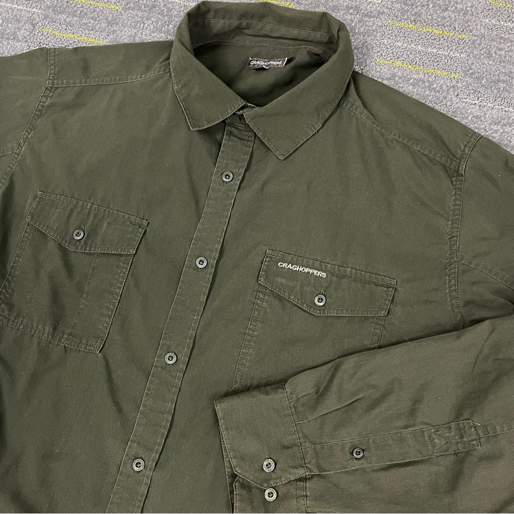 Craghoppers Button Up Shirt Size XXL Long Sleeve Green Adventure Mens SolarDry